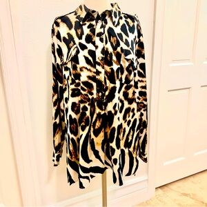 Chicos Leopard Print Satin Tunic Sz 3/XL
